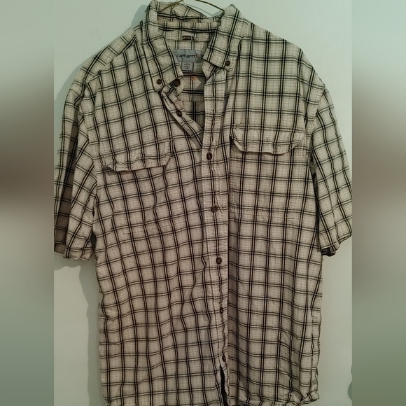 Carhartt men's size large plaid short sleeves shirt - Picture 1 of 6